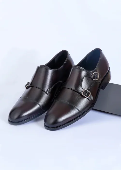 Double Monk Shaded Brown Leather