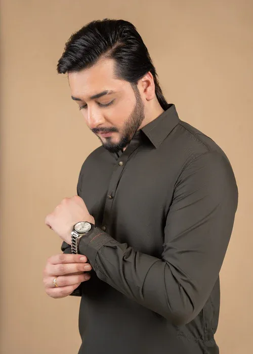 Olive Shalwar Kameez